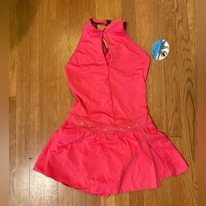 Vintage 90s Capezio Coral Studded Dance Dress